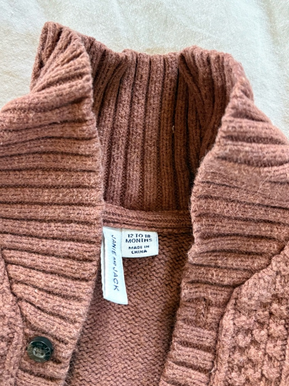 Janie and Jack Baby Cable Knit Shawl Collar
Cardigan size 12-18 months - Picture 5 of 6